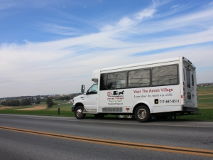 Amish Village Bus on the road