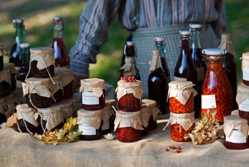 Canned goods on a table