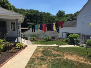 Clothes hanging on an Amish Clothesline