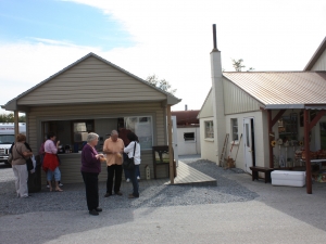 tourist at roadside Amish shop